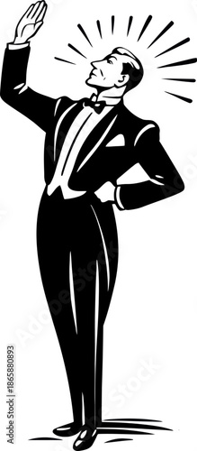 Male mime artist in dramatic pose trapped inside an invisible box as a form of creative expression art