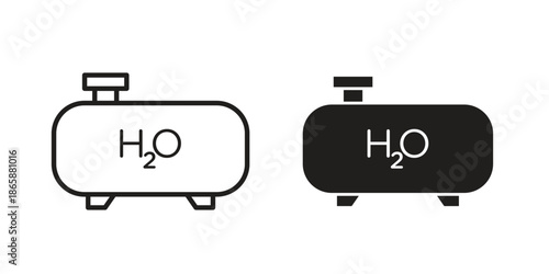 Hydrogen gas tank icons set designed in filled, outline, line and stroke style