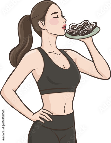 A vibrant image titled ‘Healthy Bite’ captures a woman enjoying a nutritious meal, highlighting the significance of fresh ingredients in maintaining a healthy lifestyle