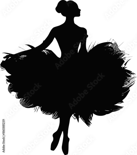 The Modern Black Silhouette of a Dancer Frozen in a Leap Symbolizes the Uninhibited Expression of Art