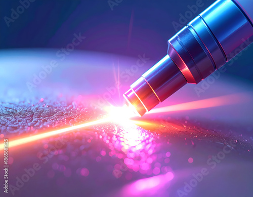 Laser beam technology that shows precision and power in a scientific or technological context. High-tech equipment, medical procedures or industrial processes.