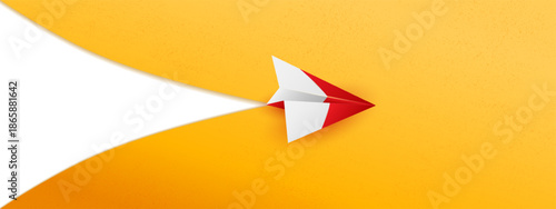 Colorful Paper Airplane Flying in Bright Background