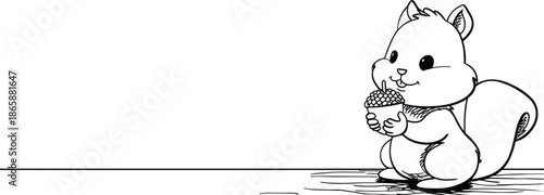 Children can enjoy coloring a picture of a squirrel holding an acorn and feeling thankful