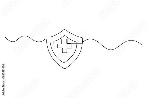 Healthcare protection line icon with heart and shield
