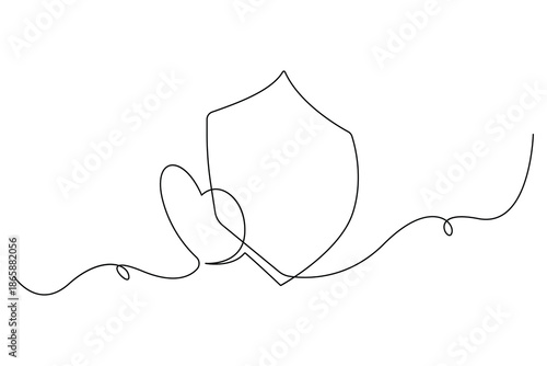 Healthcare protection line icon with heart and shield
