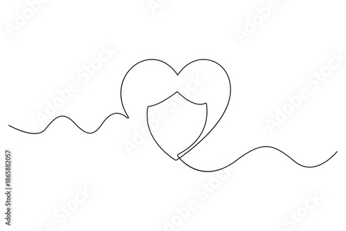 Healthcare protection line icon with heart and shield
