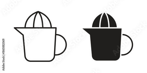 Juicer squeezer icons set designed in filled, outline, line and stroke style