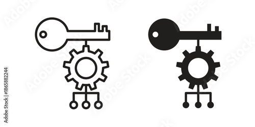 Key factor icons set designed in filled, outline, line and stroke style