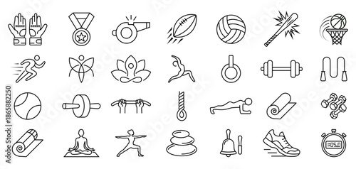 Game And Sports Vector Icon Set with Editable Stroke Line Art Design