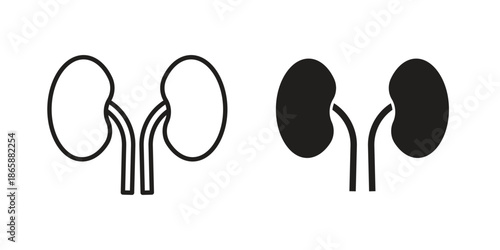 Kidney icons set designed in filled, outline, line and stroke style