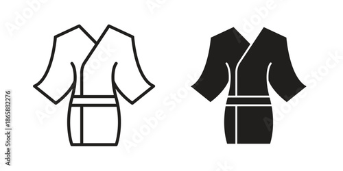 Kimono icons set designed in filled, outline, line and stroke style