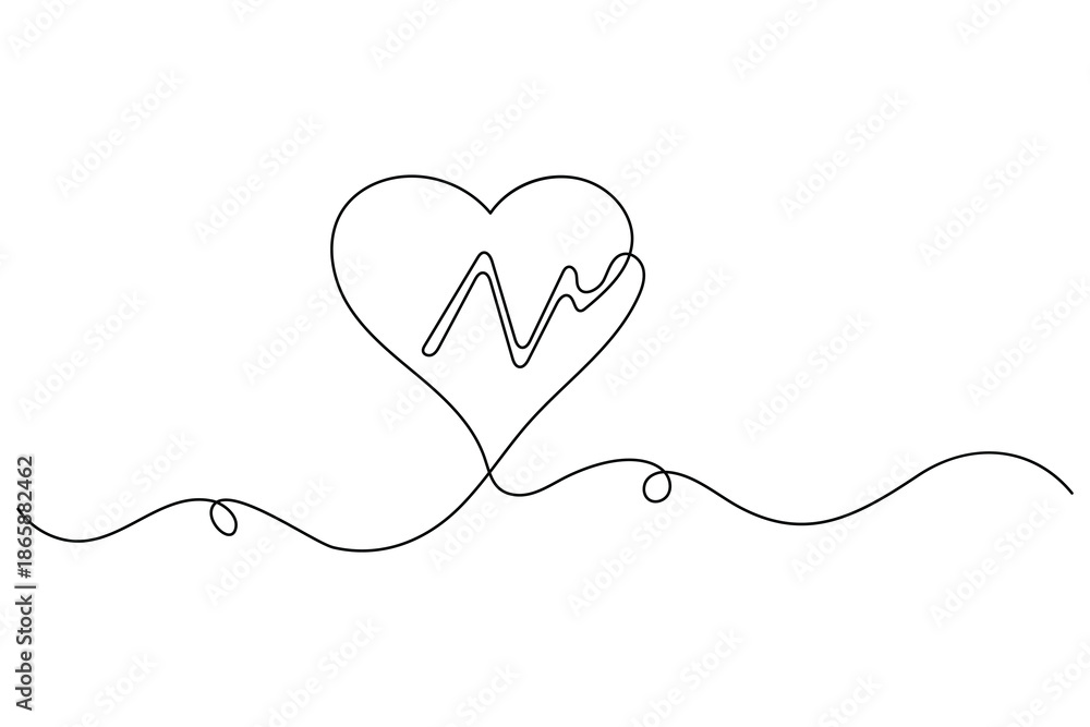 Fototapeta premium Healthcare protection line icon with heart and shield 