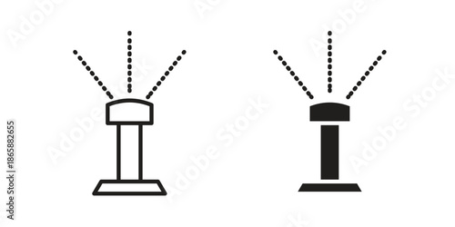 Lawn sprinkler icons set designed in filled, outline, line and stroke style