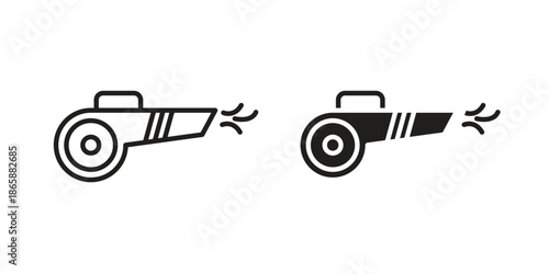 Leaf blower icons set designed in filled, outline, line and stroke style