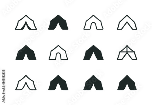 International Aid Logos. International aid organizations. Icon set. Set Logo of International aid organizations: shelter tent icon. harmonious logo variations