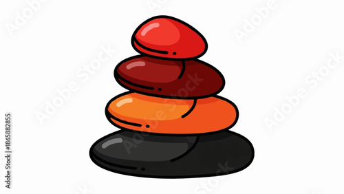 Four stacked smooth stones, gradient colors, clean cartoon style