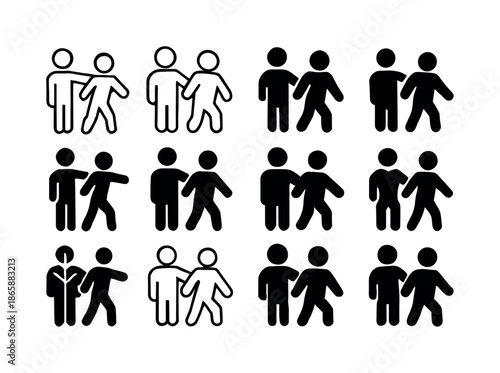 Arrest Icon Variations. Person Being Arrested in Public. Icon set. Set Logo of Person Being Arrested in Public: simplified arrest gesture icon with arm