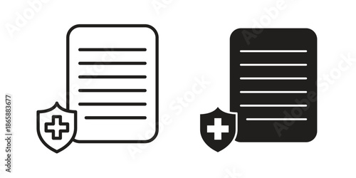 Medical insurance icons set designed in filled, outline, line and stroke style