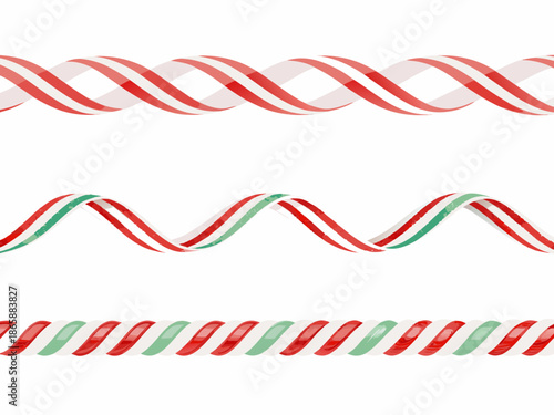 Colorful candy cane stripes in red white and green arrangements