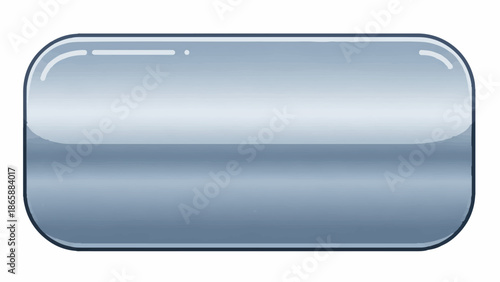 Gleaming metallic rounded rectangular button with subtle reflections