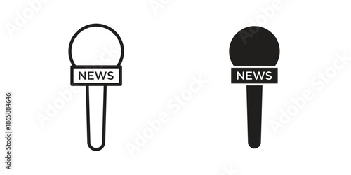 News microphone icons set designed in filled, outline, line and stroke style