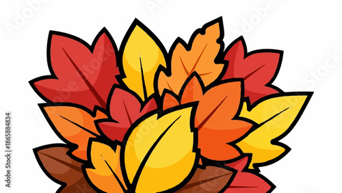 Colorful autumn leaves cluster in shades of red, orange, and yellow