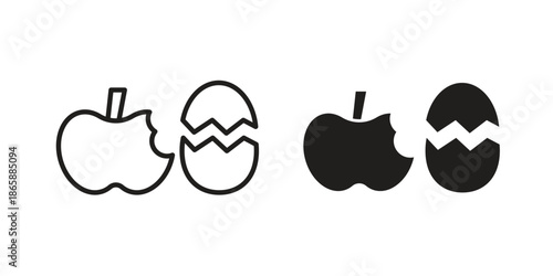 Organic waste icons set designed in filled, outline, line and stroke style