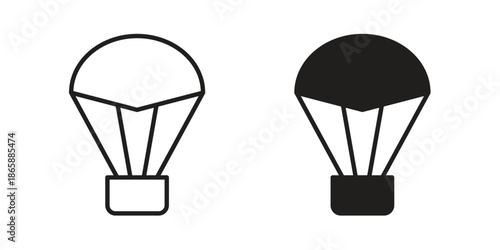 Parachute icons set designed in filled, outline, line and stroke style