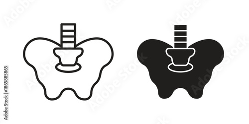 Pelvic area icons set designed in filled, outline, line and stroke style