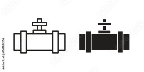 Pipe valve icons set designed in filled, outline, line and stroke style
