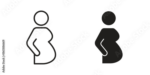 Pregnant woman icons set designed in filled, outline, line and stroke style