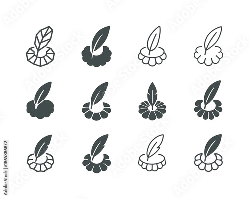 Shakespearean Rehearsal Icons. Actors Rehearsing a Scene from a Shakespearean Play. Icon set. Set Logo of Actors Rehearsing a Scene from a Shakespearean Play: