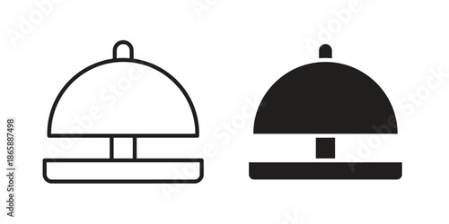 Reception bell icons set designed in filled, outline, line and stroke style