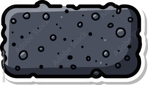 Gray rectangular object with many small circular holes, abstract, textured