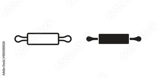 Rolling pin icons set designed in filled, outline, line and stroke style