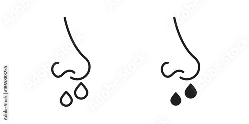 Runny nose icons set designed in filled, outline, line and stroke style