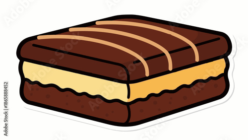 Rich, layered chocolate cake with creamy filling and caramel drizzle