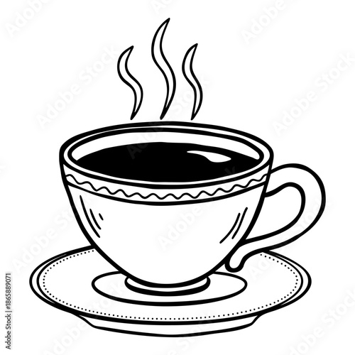Cozy Cup of Tea Line Art Coloring Page