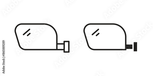 Side mirror icons set designed in filled, outline, line and stroke style