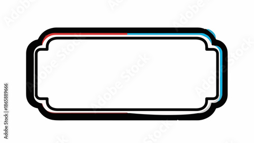 Ornate decorative frame with layered outlines in black, red, and blue