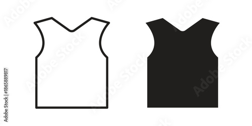 Sleeveless shirt icons set designed in filled, outline, line and stroke style