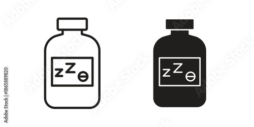 Sleeping pills icons set designed in filled, outline, line and stroke style