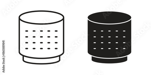 Smart speaker icons set designed in filled, outline, line and stroke style