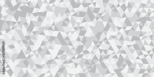 Abstract geometric white and gray background seamless mosaic and low polygon triangle texture wallpaper. Triangle shape retro wall grid pattern geometric ornament tile vector square element.