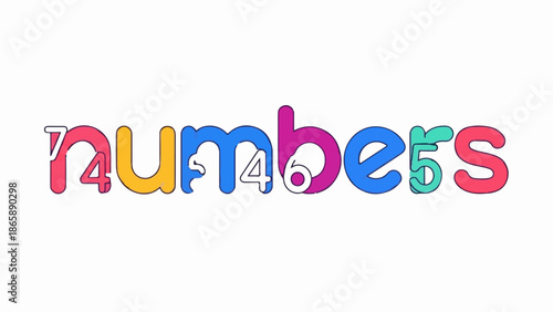 Colorful word "numbers" with embedded digits