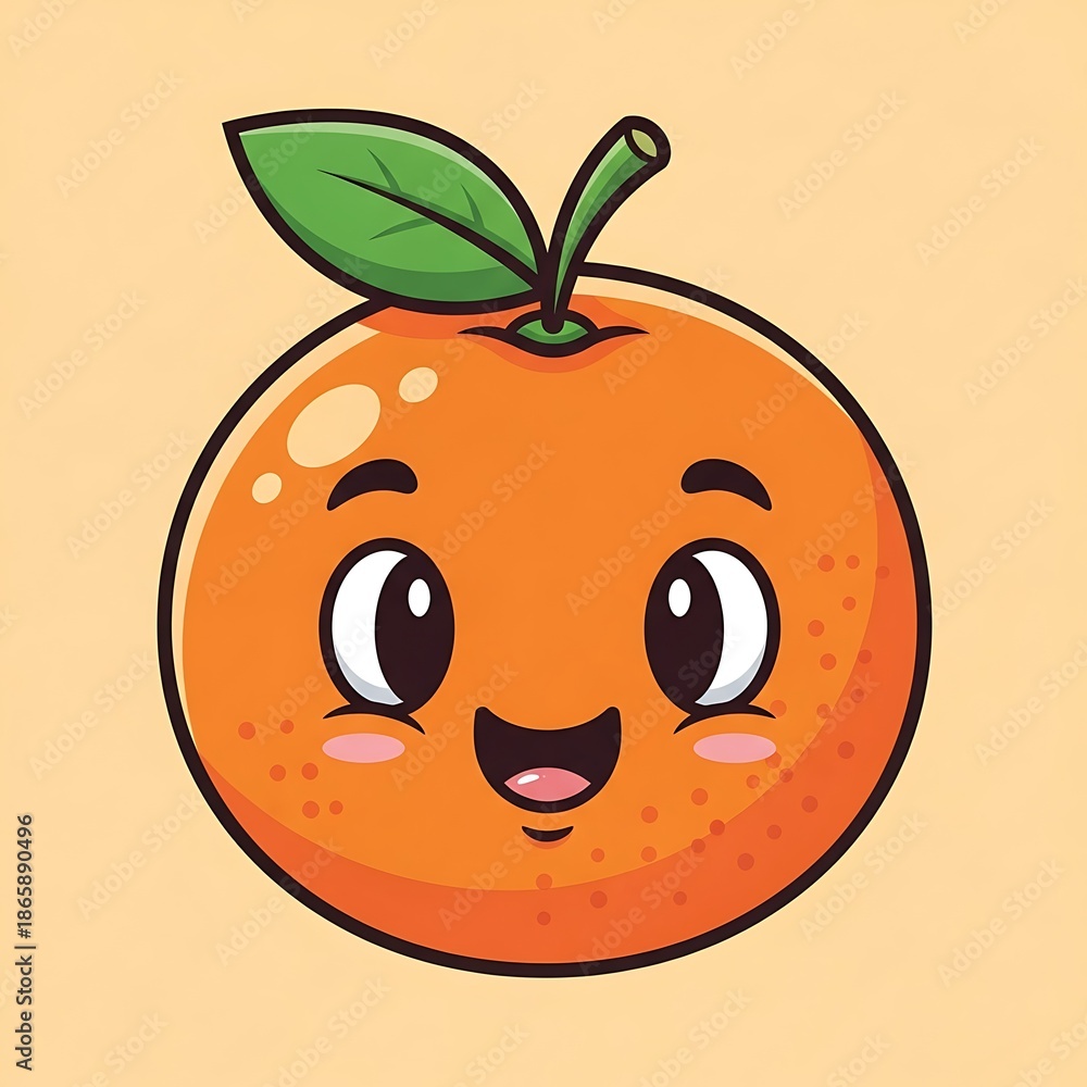Obraz premium Cartoon orange fruit with smiling face.