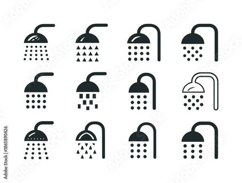 Shower Logo Variations. Shower. Icon set. Set Logo of Shower: drainage grate. harmonious logo variations of the same emblematic concept, each with different