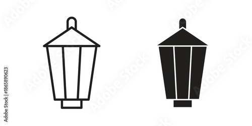 Street lamp icons set designed in filled, outline, line and stroke style