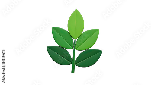 Stylized Green Leaves on Stem