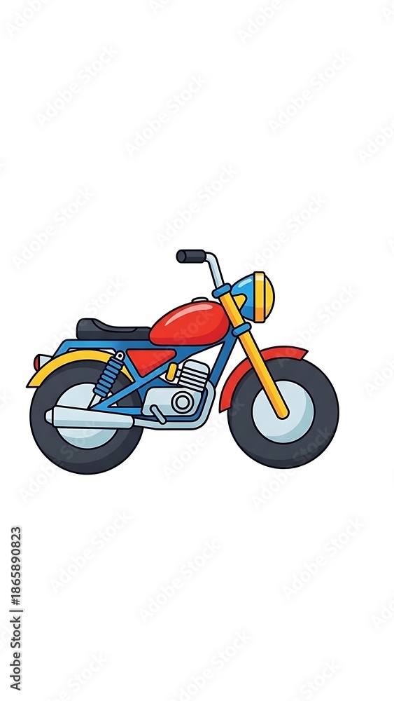 Fototapeta premium Colorful cartoon motorcycle illustration.